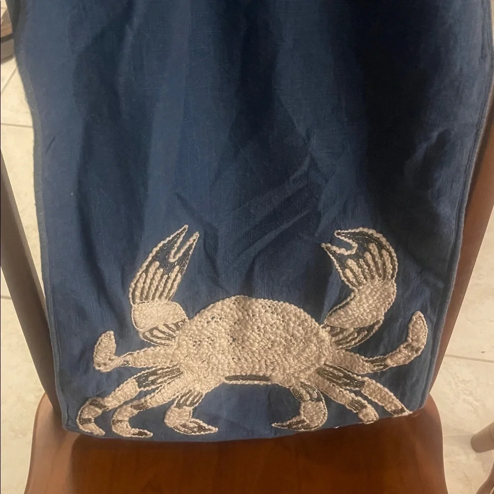 Crab beaded embroidered Table Runner 71x14”